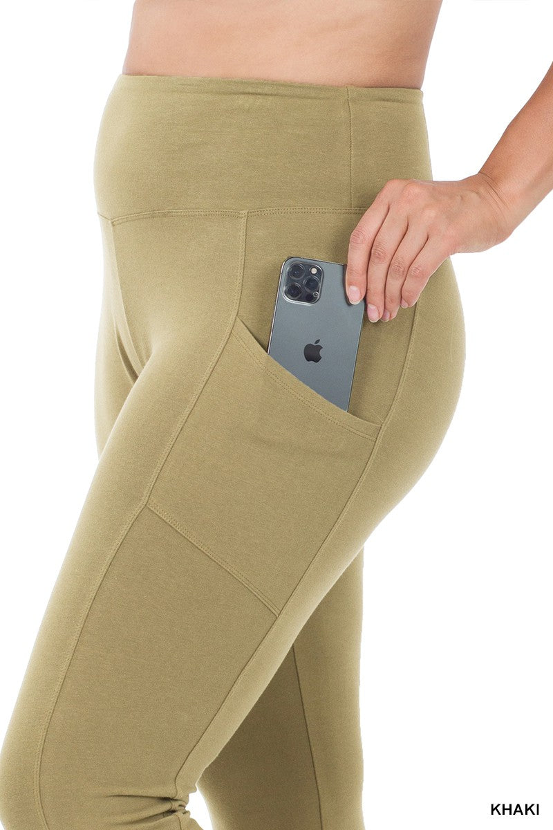 Wide Waistband Full Length Plus Leggings with Pockets
