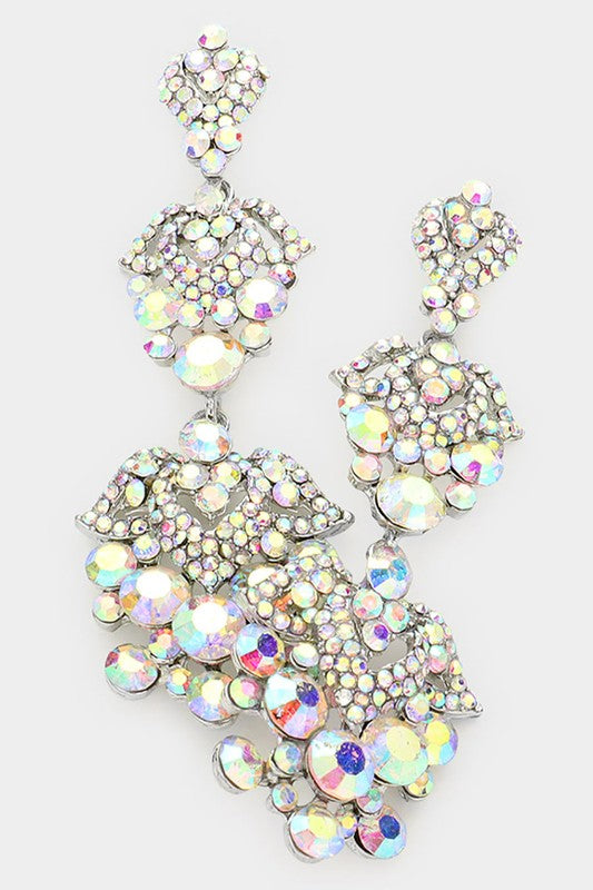 Heart Bubble Crystal Rhinestone Evening Earrings