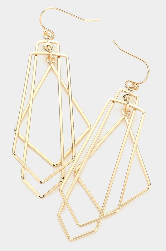 Geometric Open Metal Layered Dangle Earrings