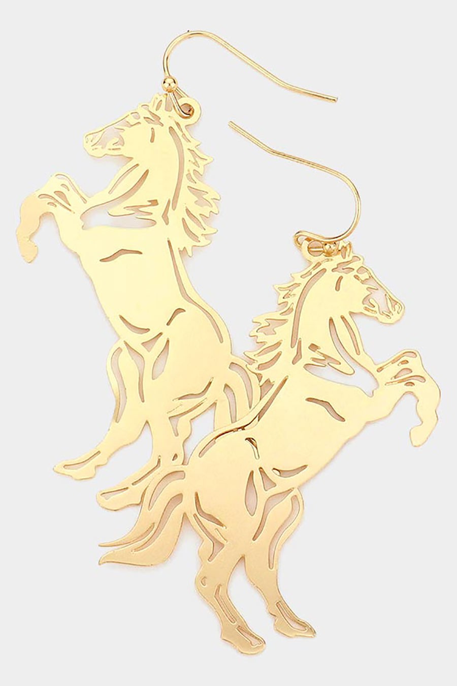 Cut Out Brass Metal Horse Dangle Earrings