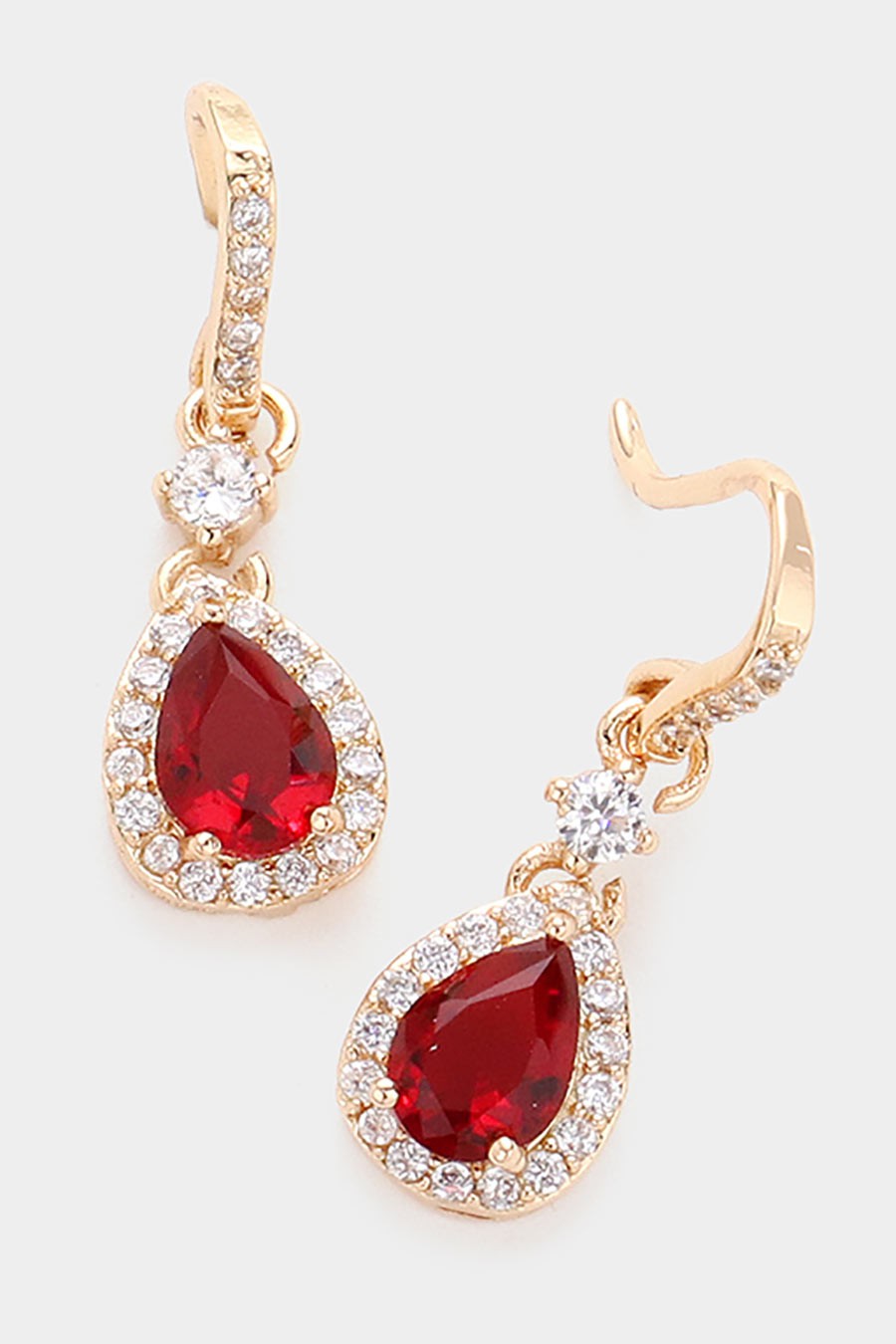 CZ Teardrop Dangle Evening Earrings