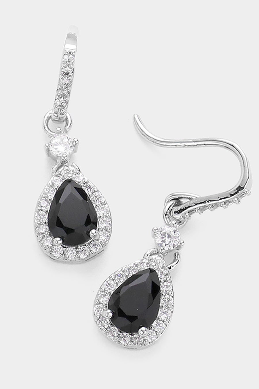 CZ Teardrop Dangle Evening Earrings