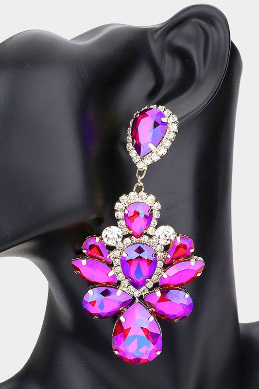 Teardrop Stone Embellished Dangle Evening Earrings - Debs on 5th
