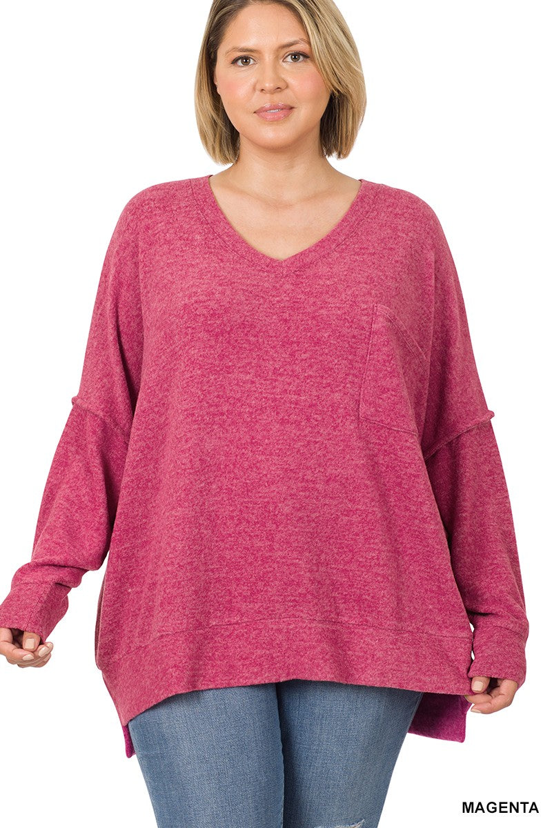 Brushed Mélange Oversized Soft Sweater Plus Size