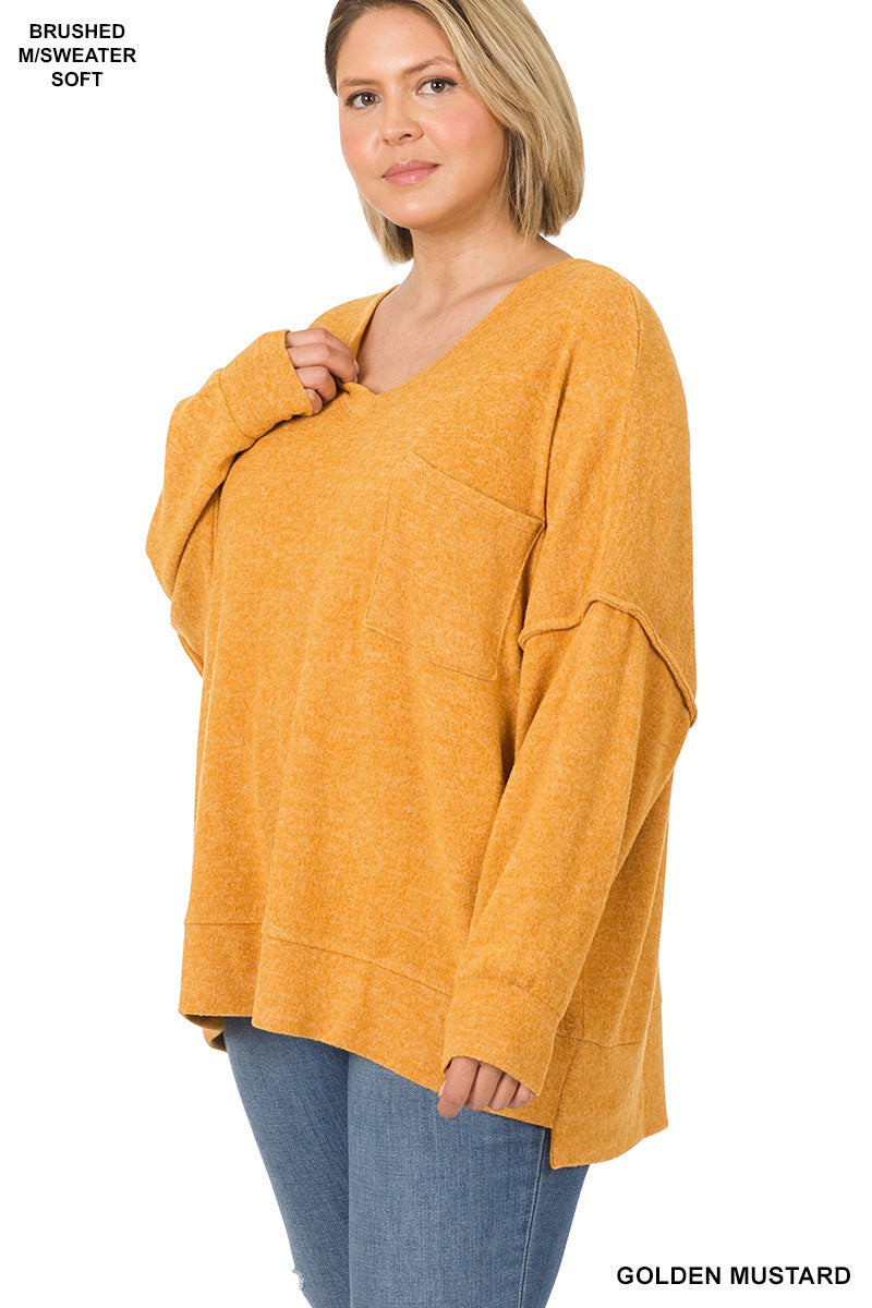 Brushed Mélange Oversized Soft Sweater Plus Size