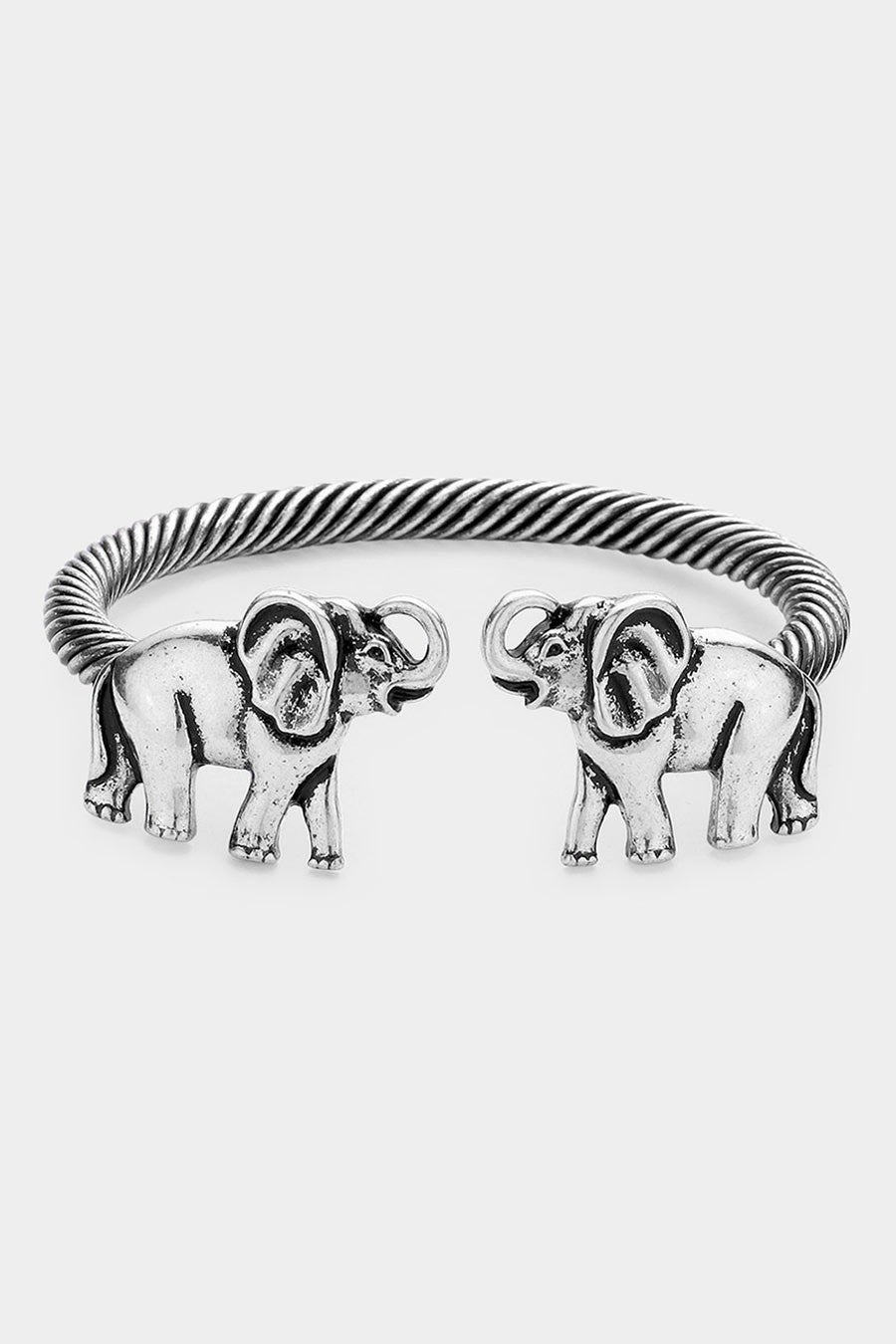 Elephant Twisted Metal Cuff Bracelet