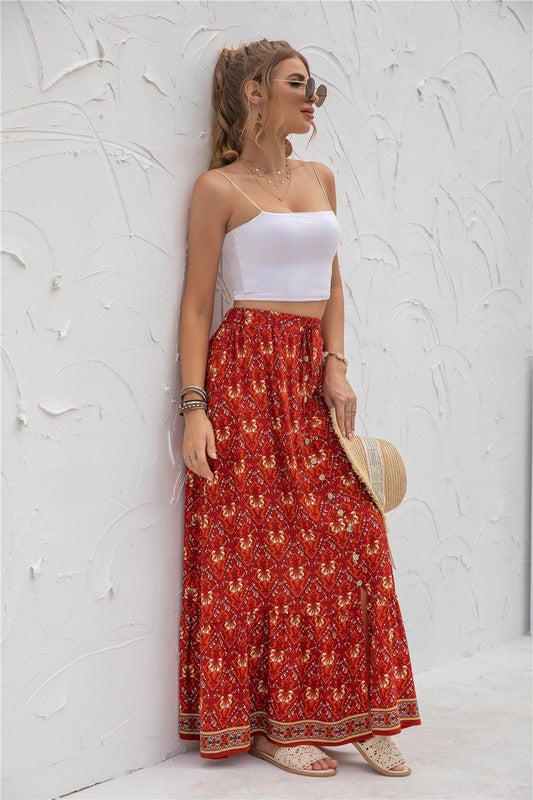 Printed Maxi Skirt