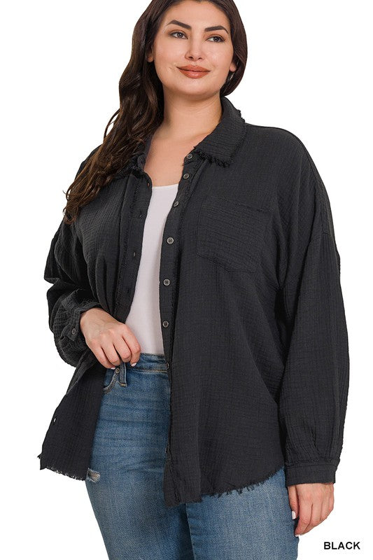 Plus Size Nice and Easy Raw Edge Shirt