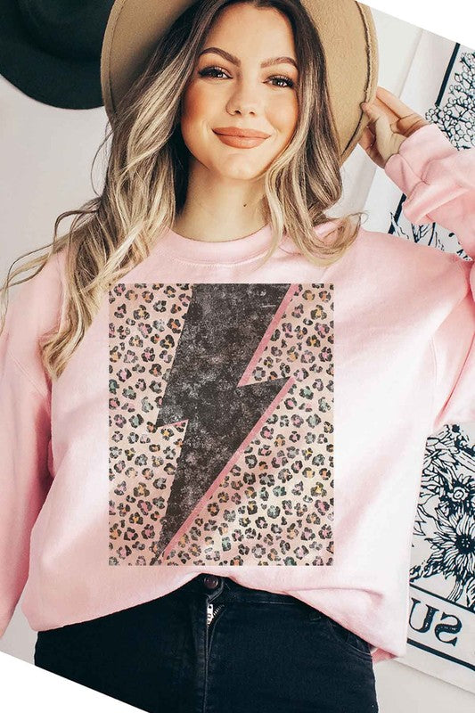 LEOPARD LIGHTNING GRAPHIC PLUS SIZE SWEATSHIRT