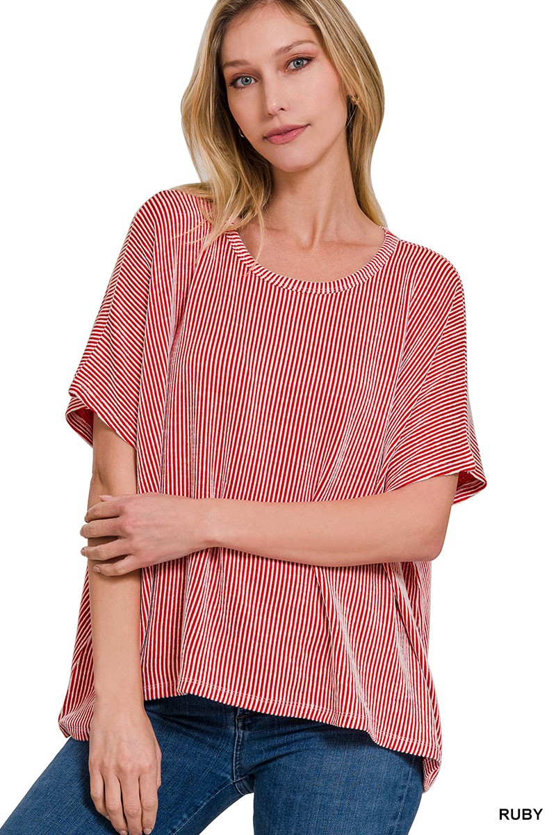 Ribbed Stripped Oversized Top