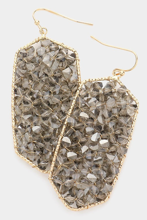 Bead Cluster Hexagon Dangle Earrings