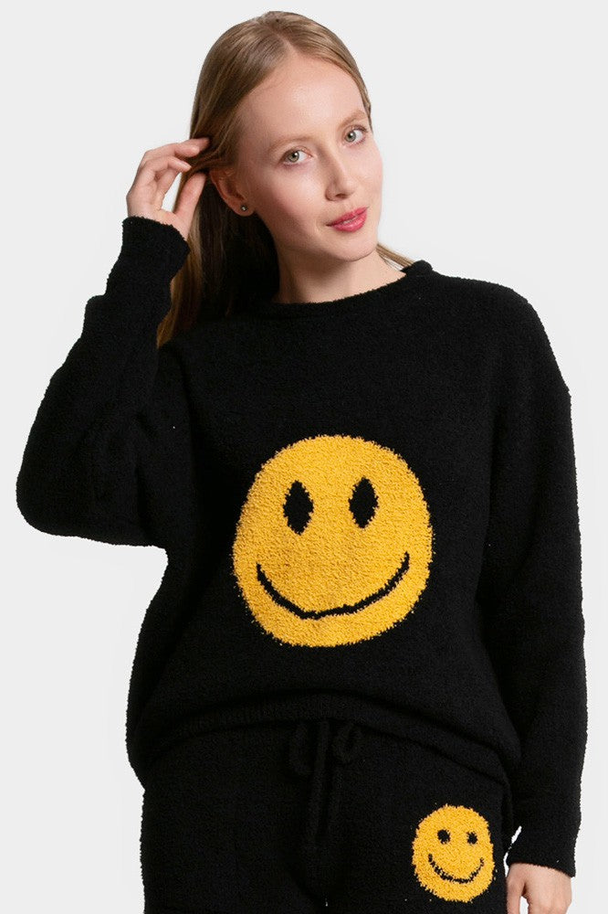 Smile Accented Crewneck Sweater Top