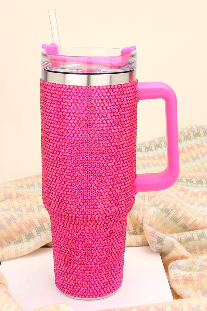 40oz Stainless Steel Bling Tumbler with Handle