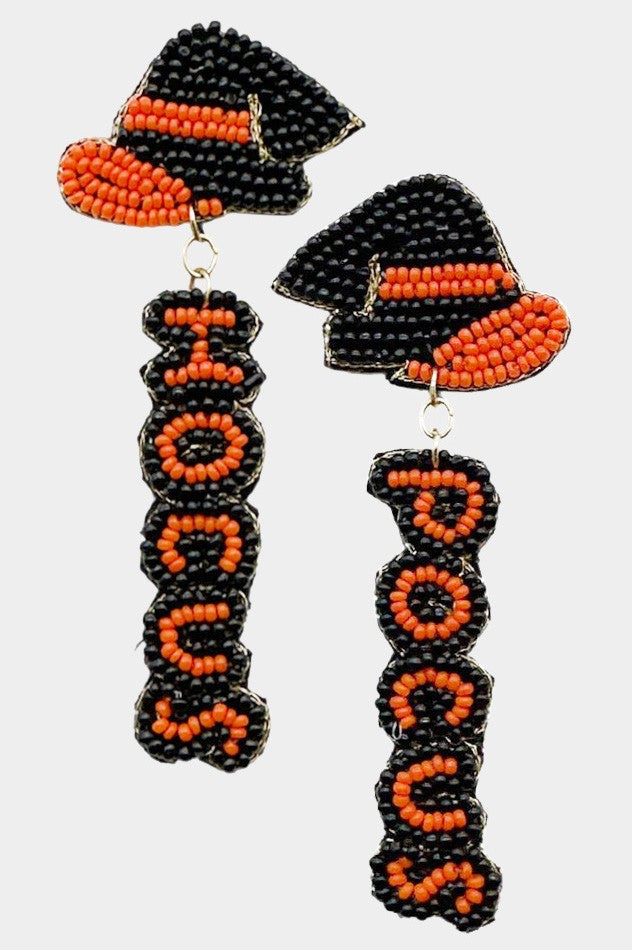 Beaded Witch Hocus Pocus Message Dangle Earrings