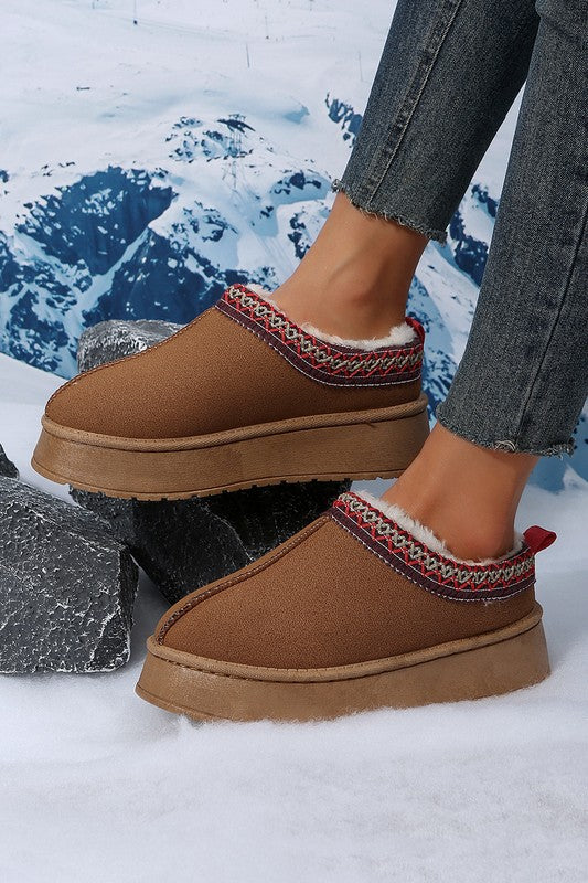 Chestnut Suede Contrast Plush Lined Snow Boots