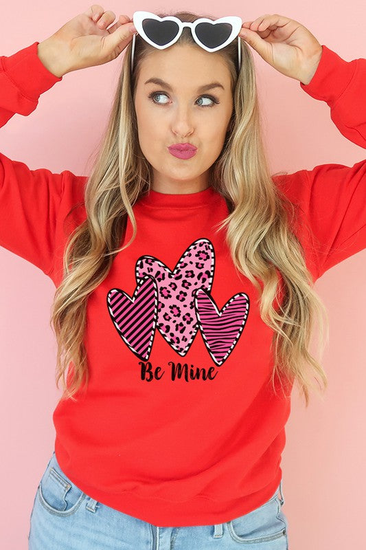 Valentine's Day Be Mine Pink Leopard Sweatshirt