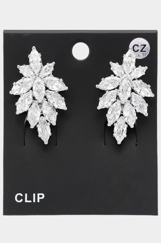 Marquise CZ Embellished Evening Clip On Earrings