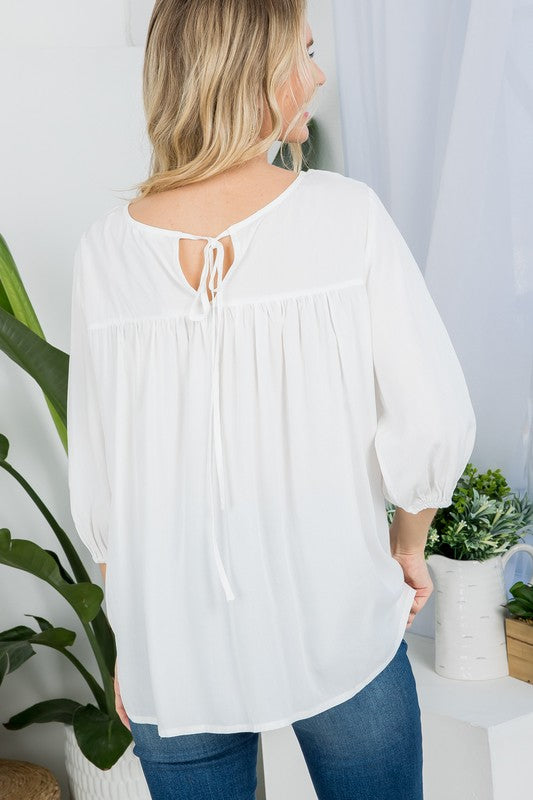 PLUS SOLID PINTUCK TUNIC BLOUSES