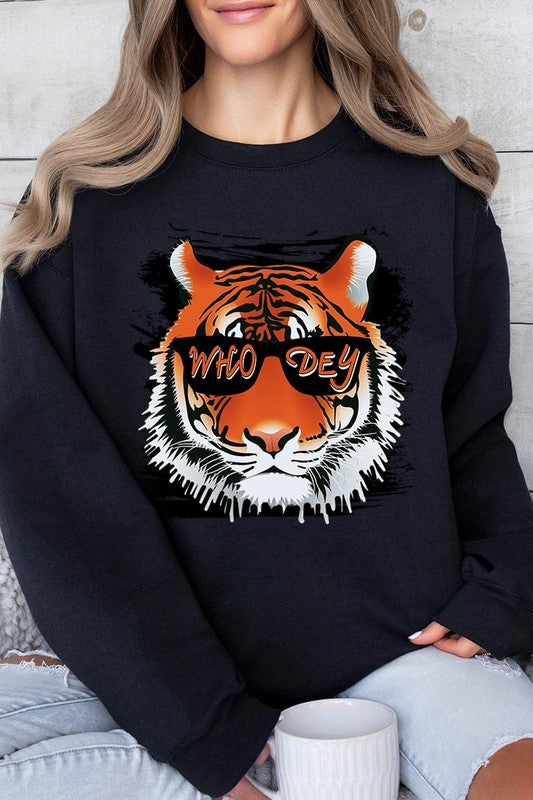 Who Dey Tiger Graphic Fleece Sweatshirts