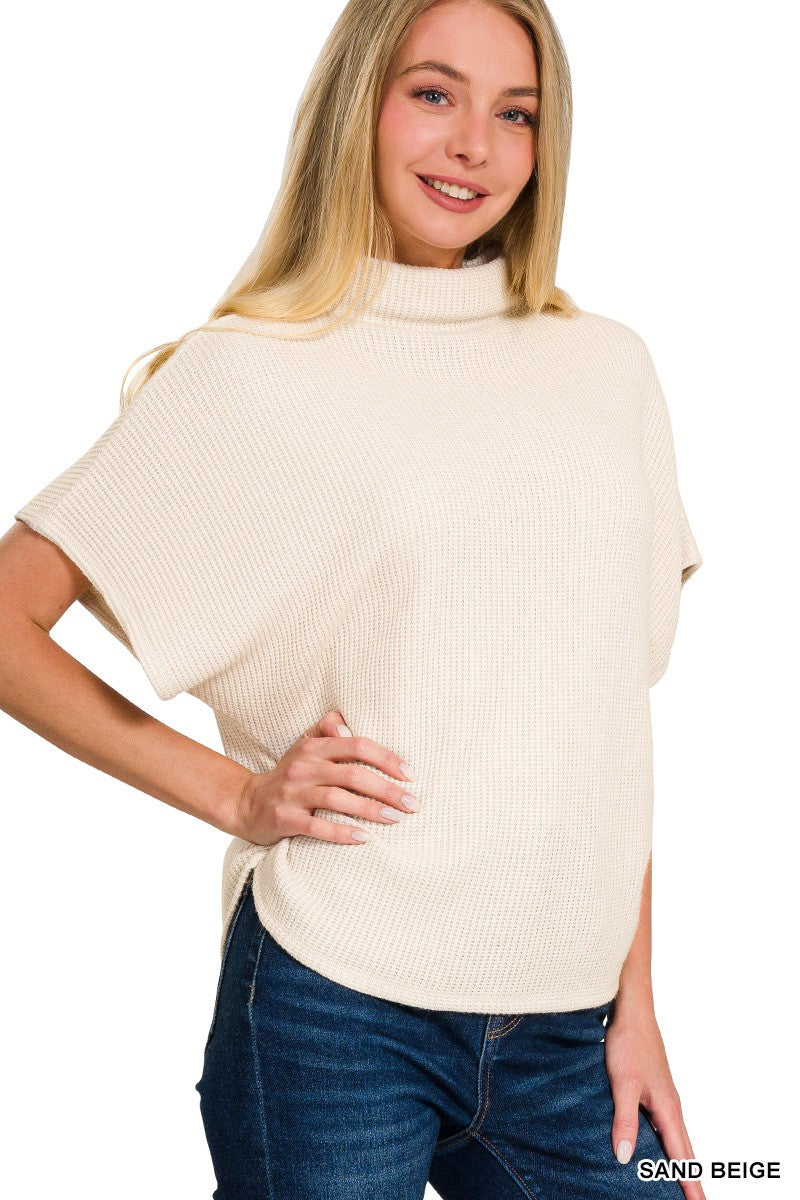 Mock Neck Sweater Side Shirred