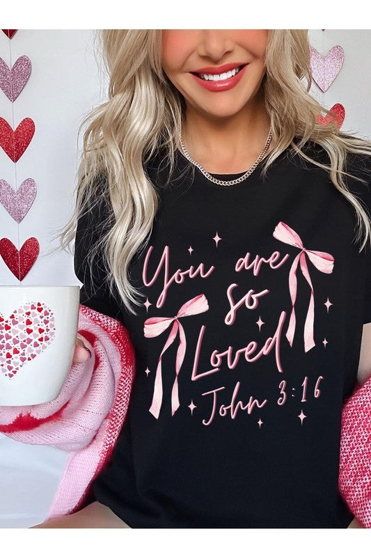 Pink Bow You Are So Loved Graphic Tee