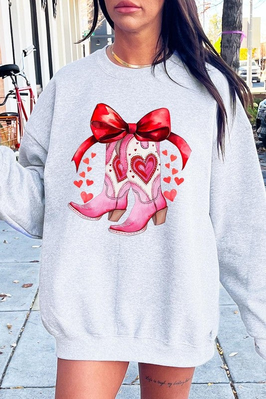 Valentine Cowgirl Boots Graphic Sweatshirt