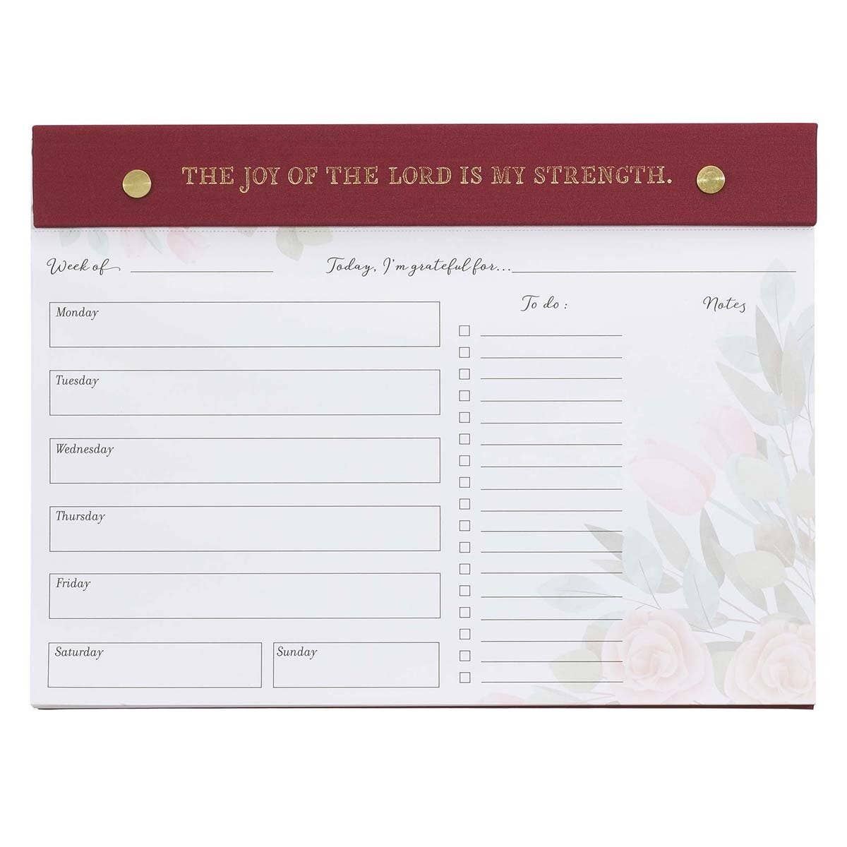 Undated Planner Pad Burgundy Joy of the Lord
