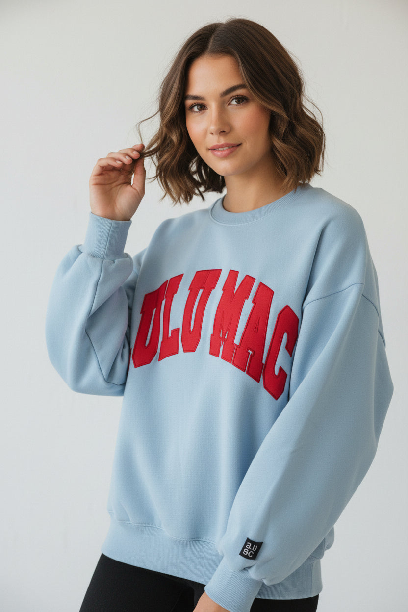 Lulu Mac Sweatshirt-Light Blue/Red - Stitch