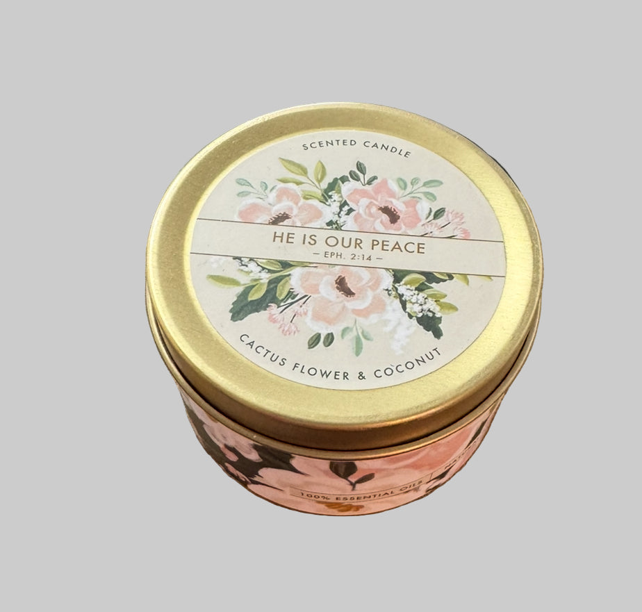 He is Our Peace Tin Candle