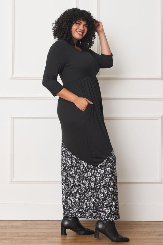 Asymmetrical Leopard Accent Maxi Dress Plus