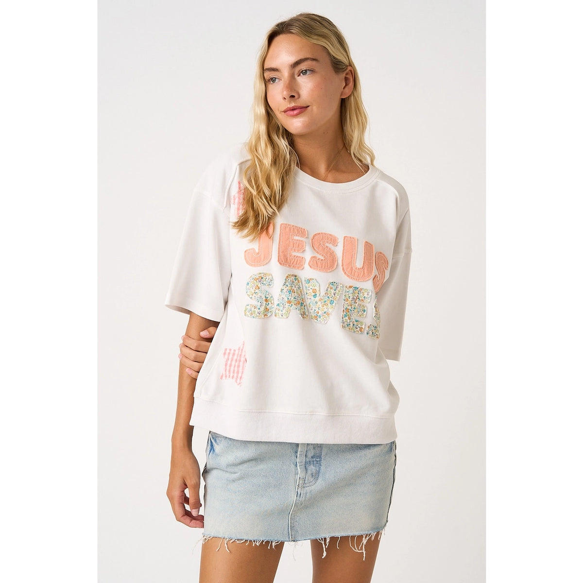 Jesus Saves Patchwork Top
