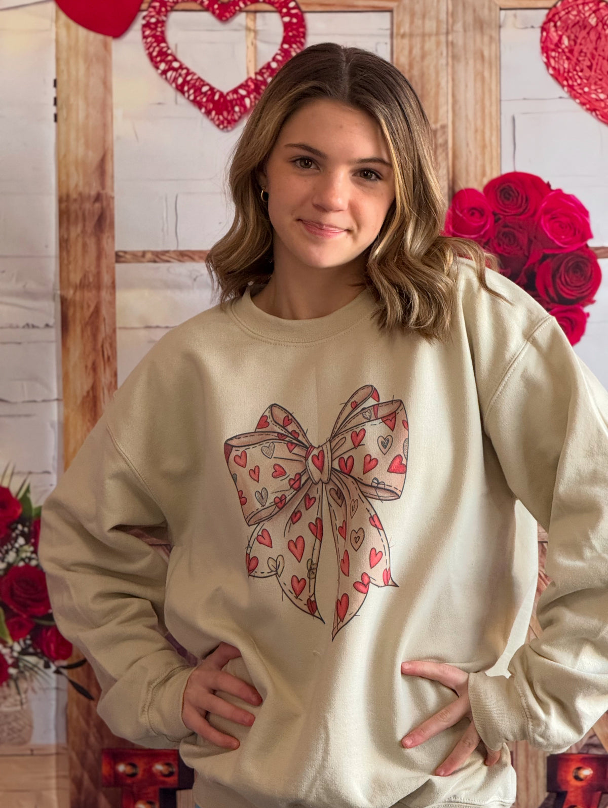 Retro Bow Hearts Sweatshirt