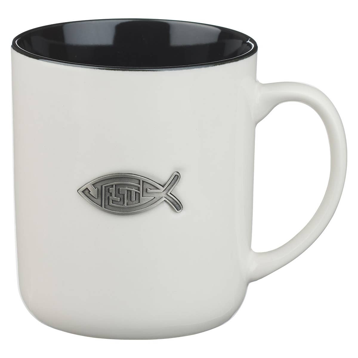 Mug White/Black Jesus Badge Matt. 28:19