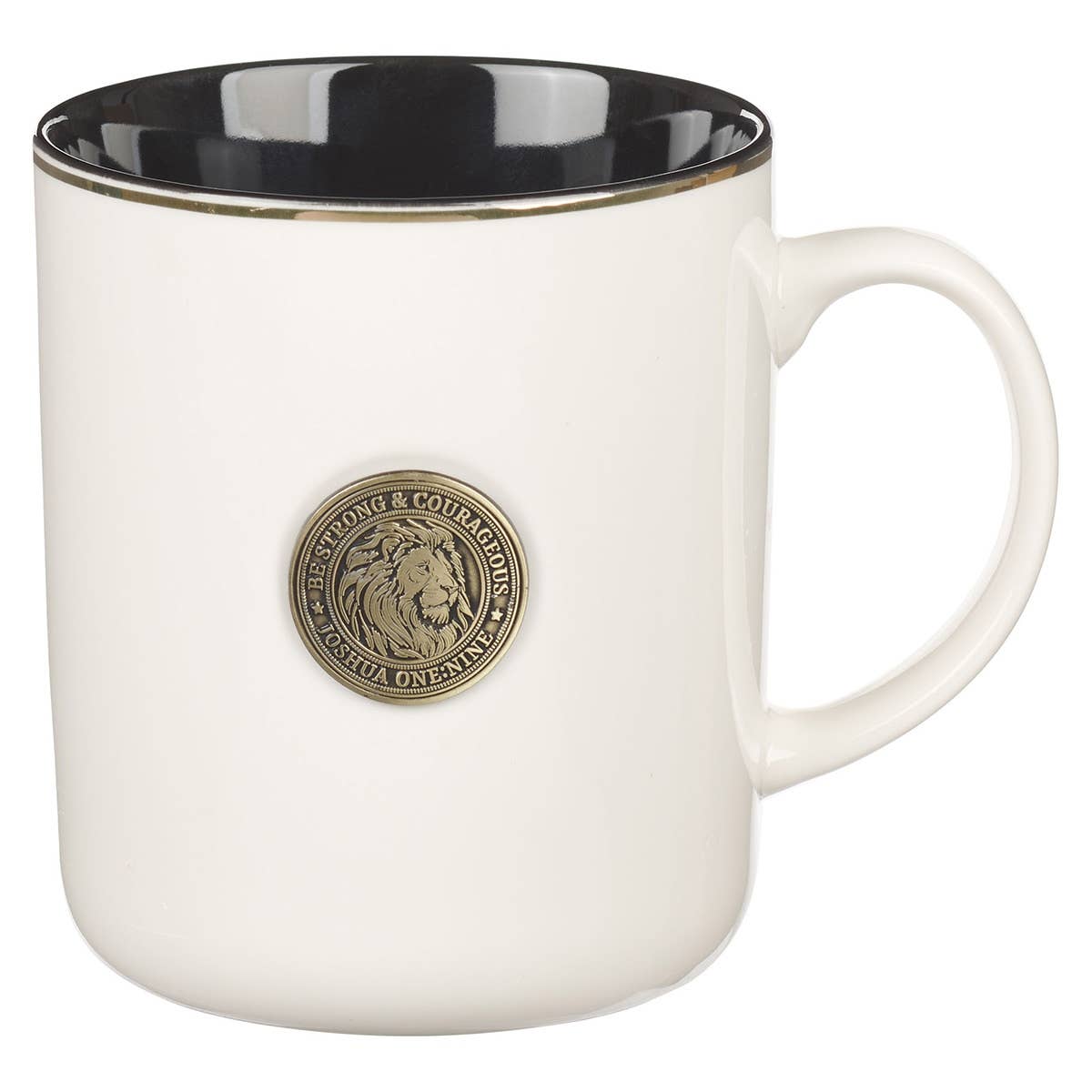 Mug Black w/Metal Lion Coin Josh. 1:9