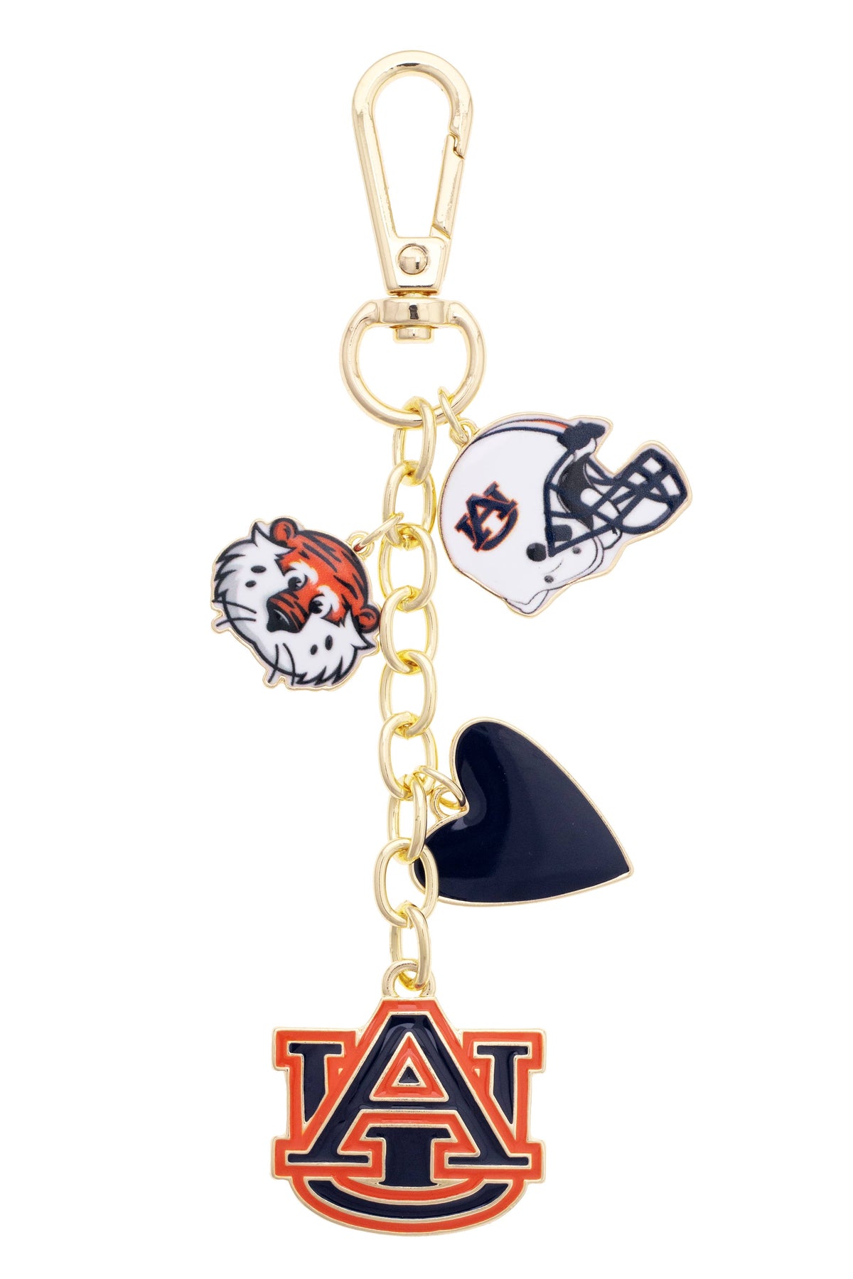 Auburn Tigers Heart Cluster Bag Charm