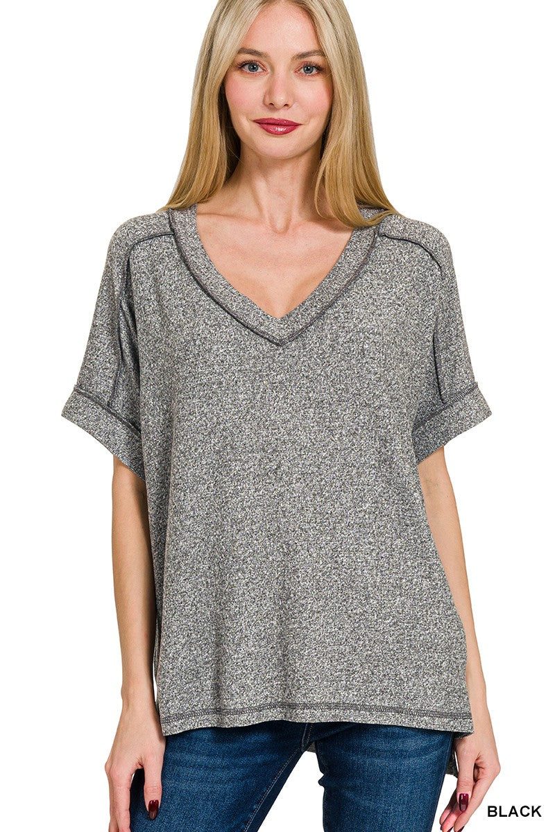 Soft Melange V-Neck Top
