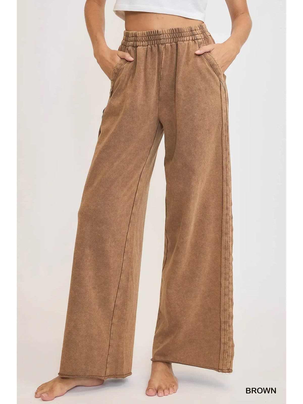 Mineral Washed Wide Leg Pants
