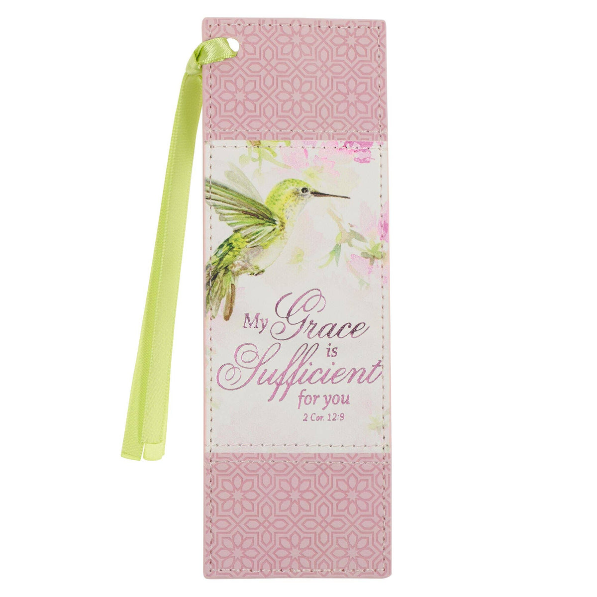 Bookmark Faux Leather Pink Grace 2 Cor. 12:9