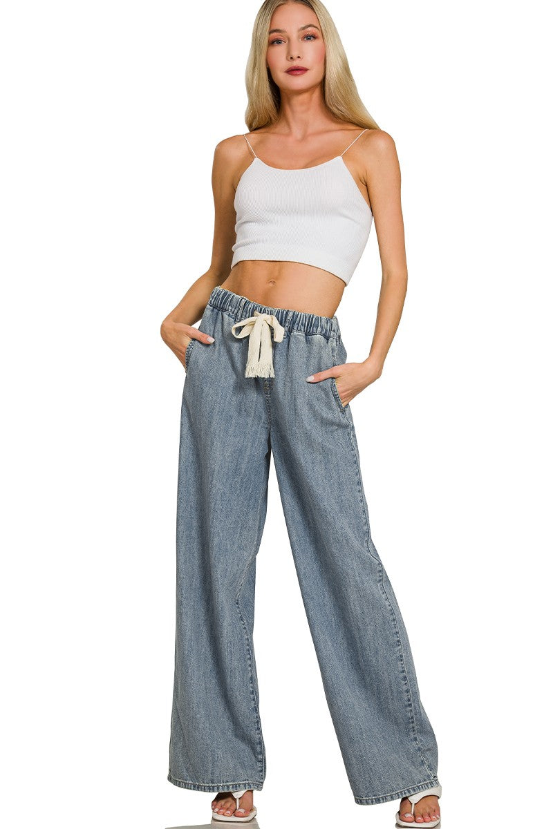 Drawstring Denim Pants