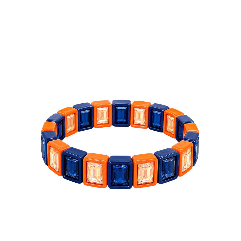 Orange/NavyRhinestone Bracelet