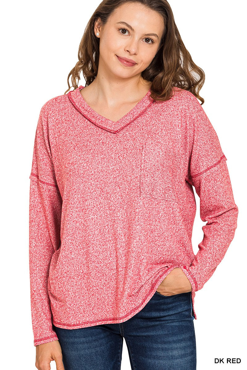 Melange Exposed Seam Pocket Tee