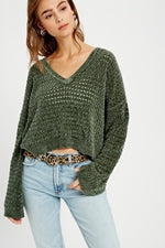 Punch Hole Chenille Sweater