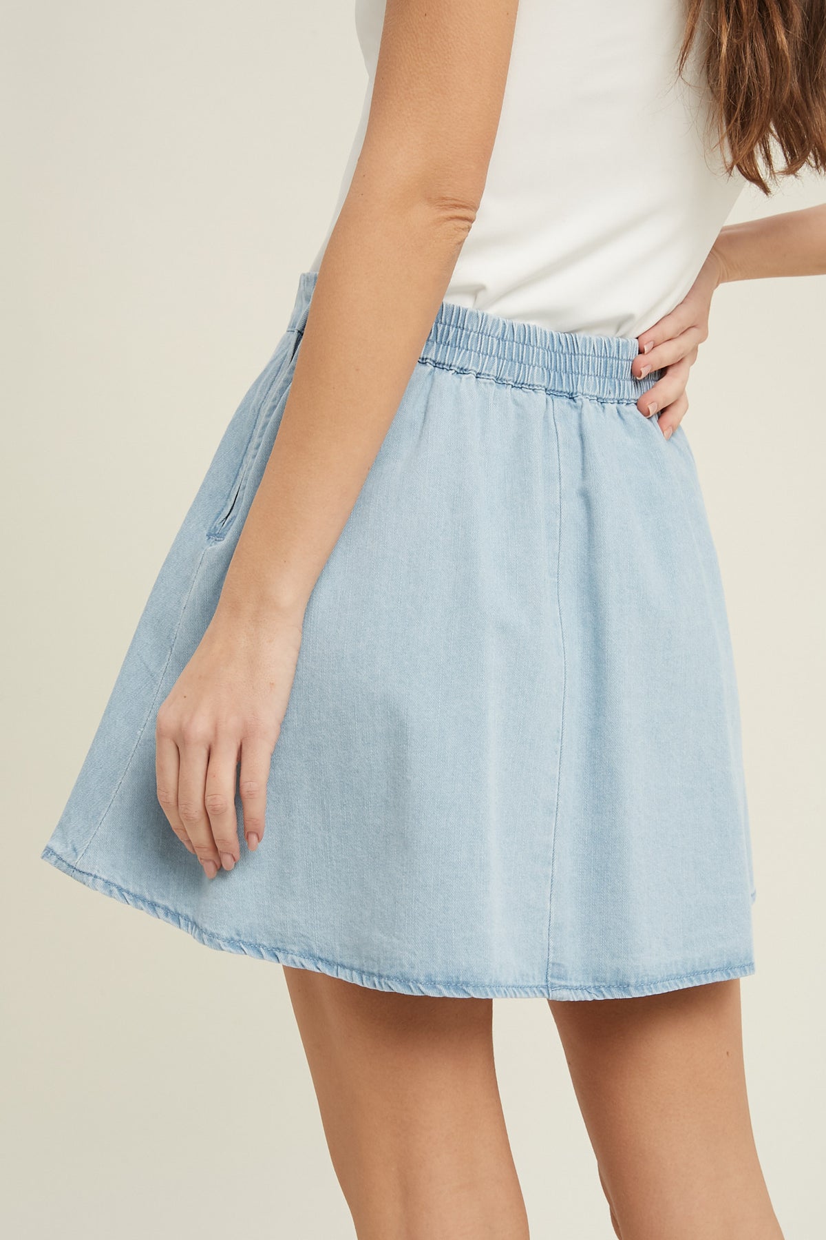 Cotton Flared Denim Skirt