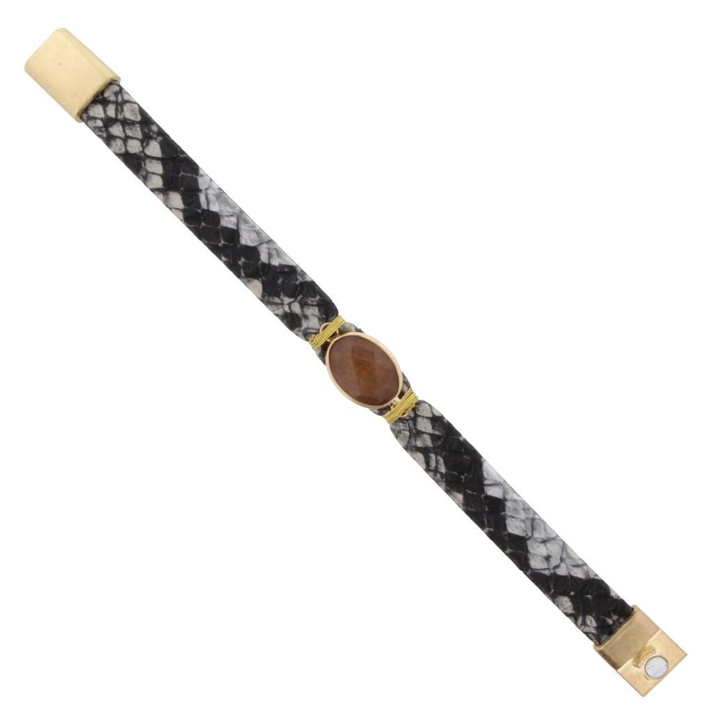 Leather Band Bracelet with Stylish Beads