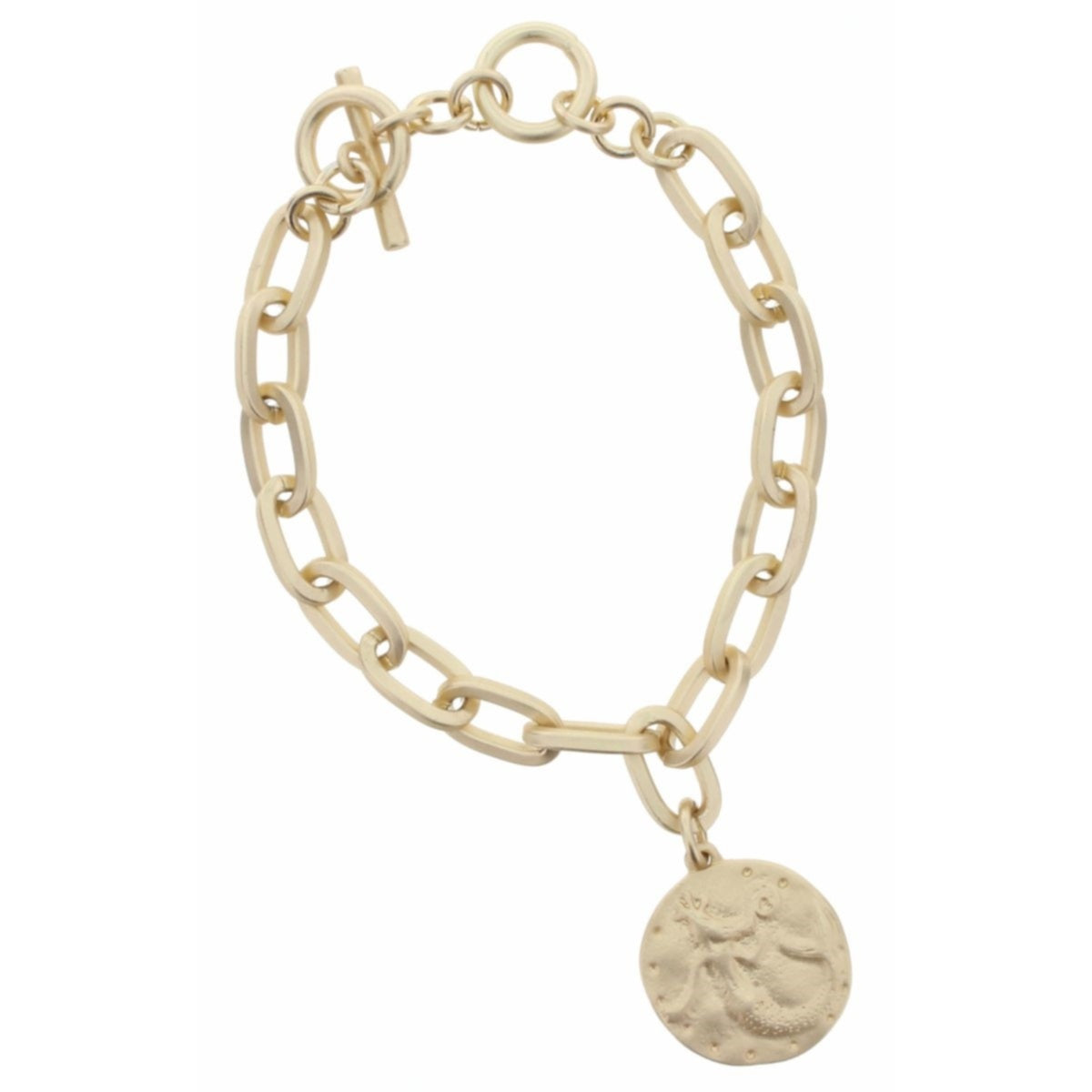 Gold Toggle Chain with Mermaid Charm Bracelet