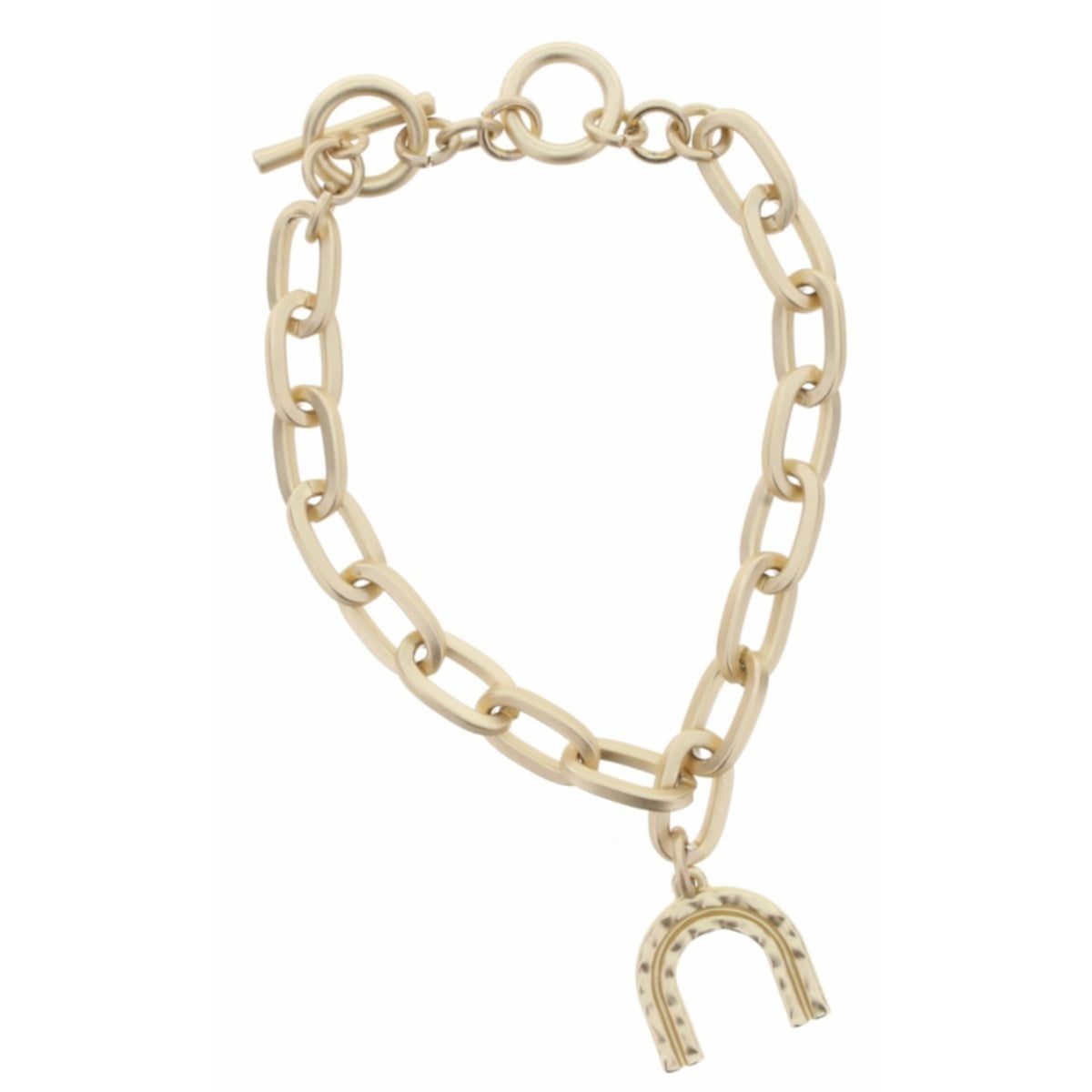 Gold Toggle Chain with Minimalist Rainbow Charm Bracelet