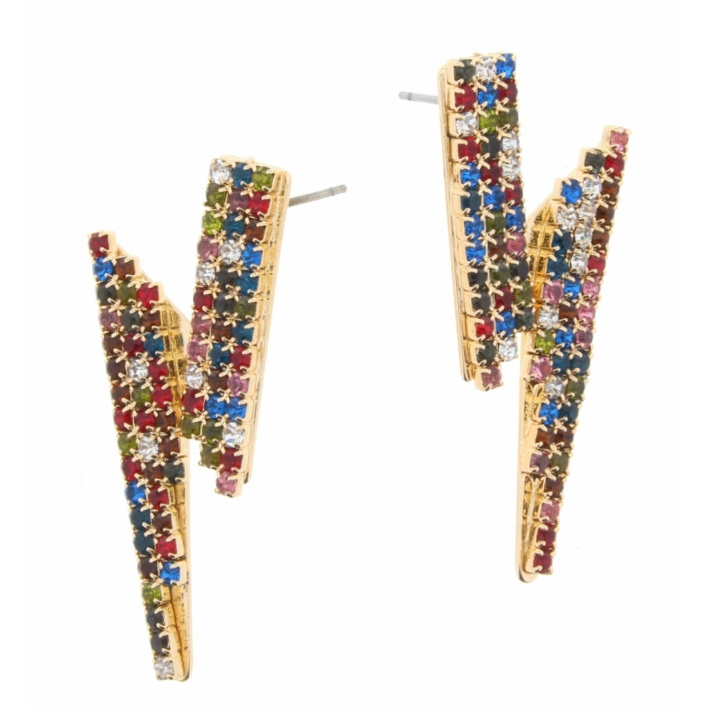 Multi Crystal Lightening Bolt Earring