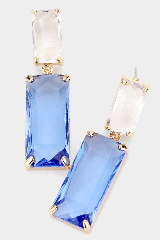 Double Lucite Rectangle Link Dangle Earrings