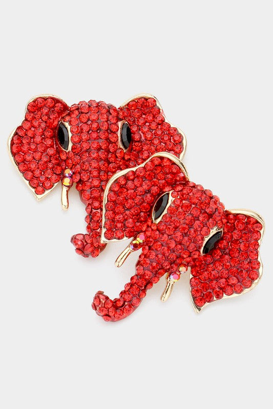 Stone Embellished Elephant Earrings