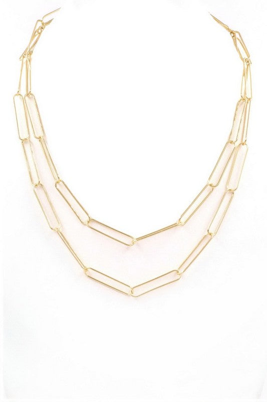 Gold Metal Chain Layered Necklace